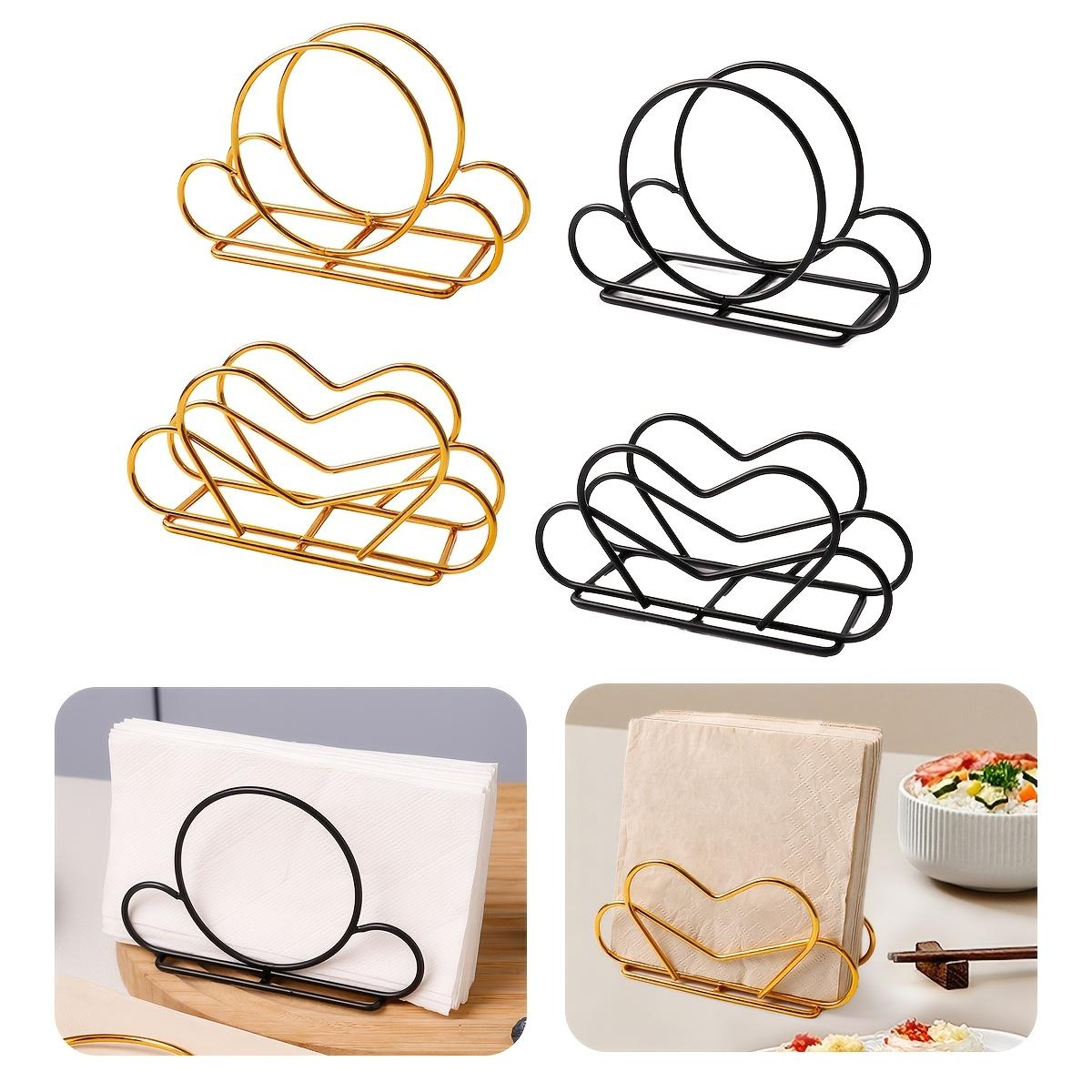 Decorative Metal Napkin Holder, Heart & Round Hollow-Out Tissue Stand, Vertical Paper Towel Organizer for Kitchen Counter, Dining Table, Restaurant & Café, Stylish Desktop Decor