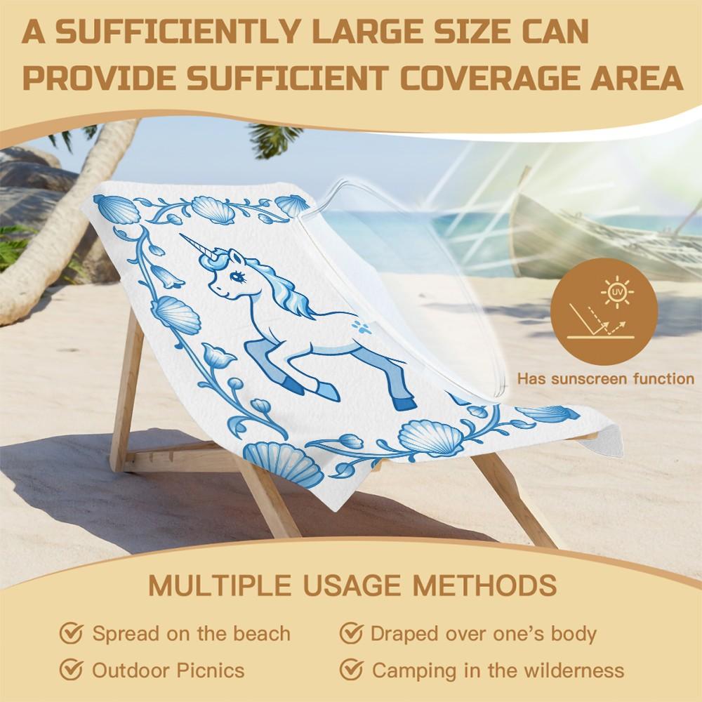 Cute Sweet Rococo Style Beach Towel, Absorbent & Quick Dry, Breathable & Comfortable, Durable & Wear Resistant, Suitable for Women & Men, Perfect for Swimming Camping Surfing, Ideal Gift for Girls