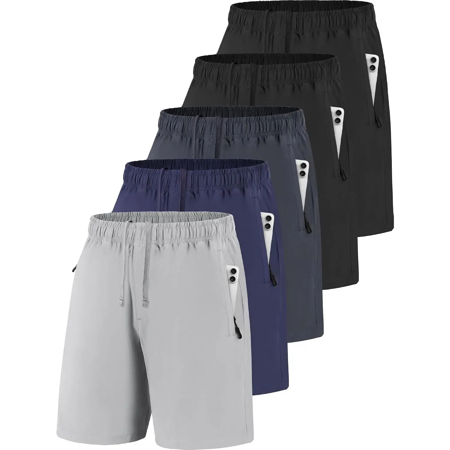 Men's 7 Inch Quick-Dry Athletic Gym Shorts with Zipper Pockets for Running, Basketball & Workout(Gift)