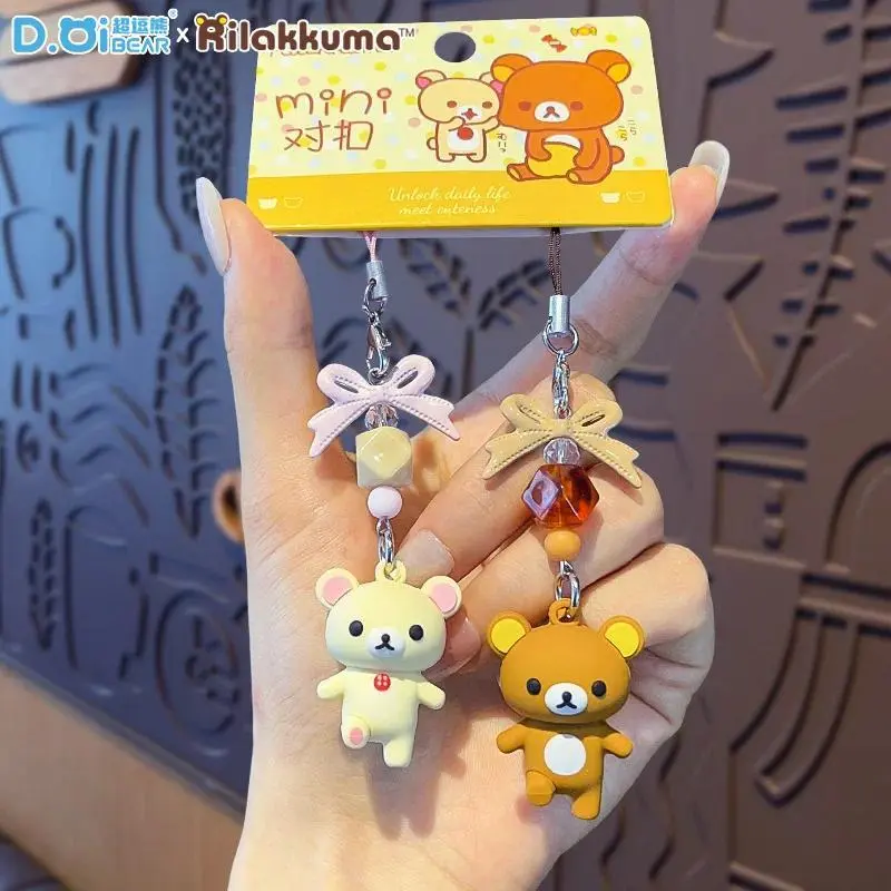 Anime Rilakkuma Image Toy Korilakkuma Kiiroitori Series Mini Bear Backpack Pendant Exquisite Keychain Decoration Collectble Gift