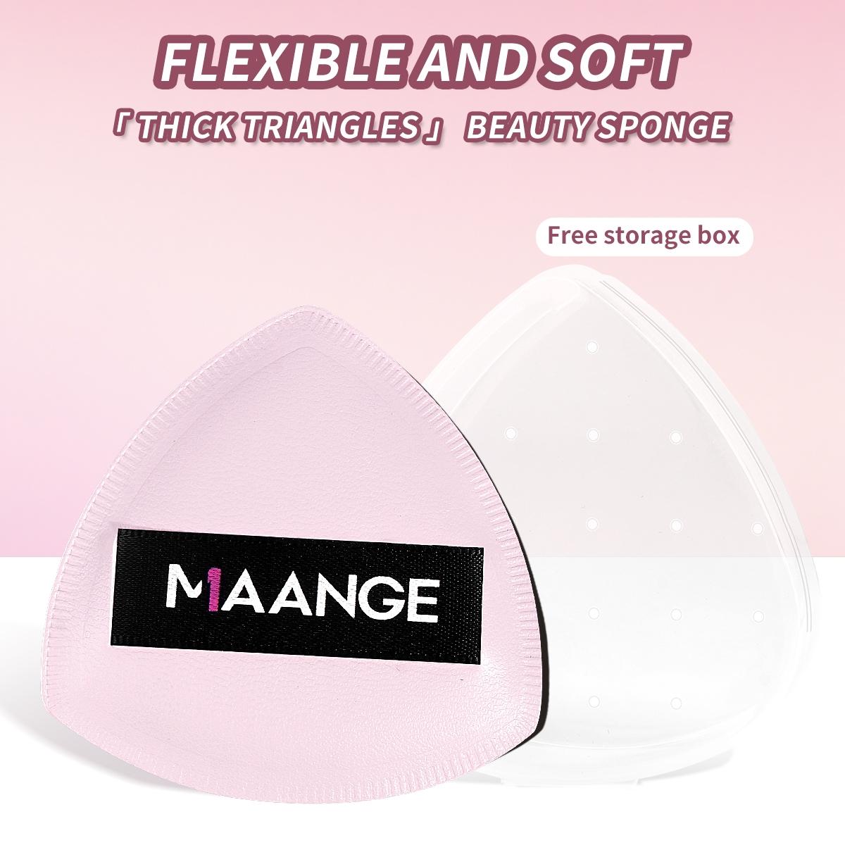 MAANGE 1pc Foundation Sponge, Powder Puff, Makeup Sponge, Beauty Sponge, Cushion Puff for Foundation and Powder, Triangle Foundation Applicator for Liquid Cream Powder, Travel Makeup Tools, Gift for Women & Girls (Pink)