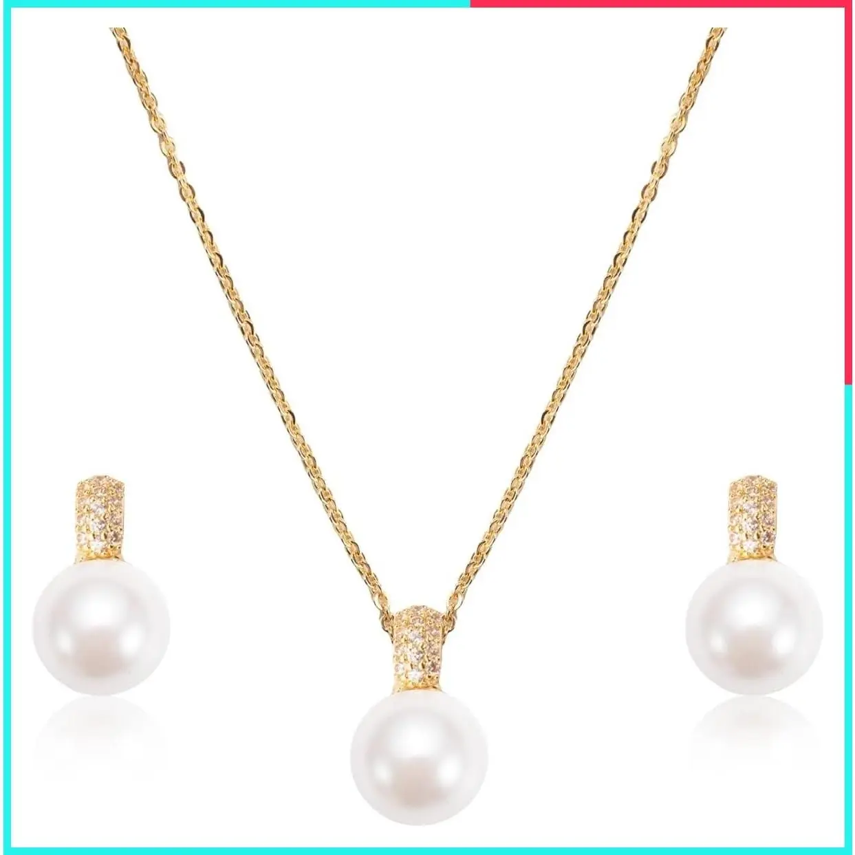 Women's Birthstone Pearl Necklace and Earrings Set - Matching Gemstone Jewelry for Weddings and Events