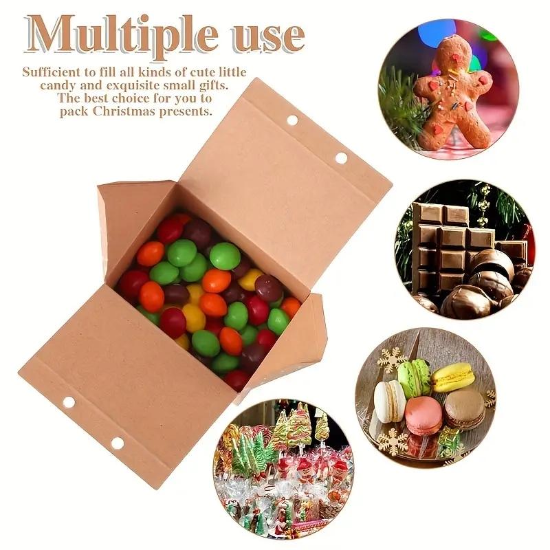 Kraft Paper Gift Box, 24pcs/set Christmas Themed Candy Box, Biscuit Candy Packaging Box, Gift Wrapping Supplies for Wedding Birthday Festival Party