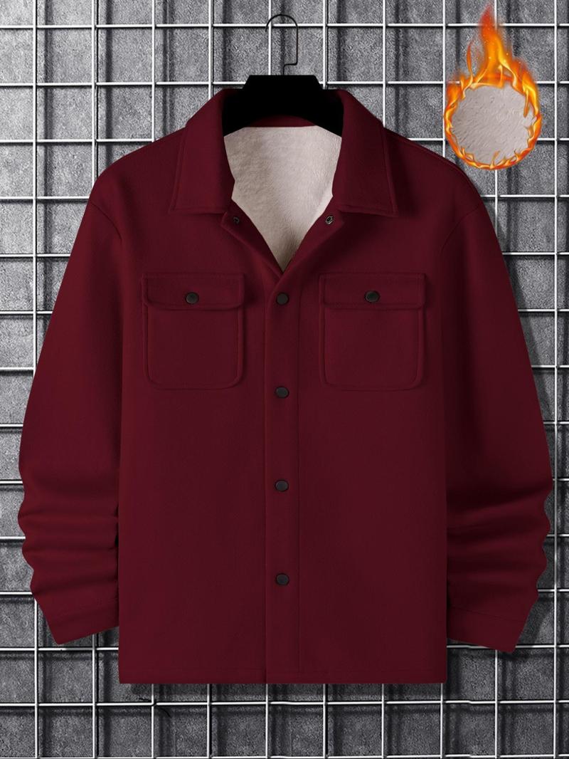Men's Simple Woolen Jacket Coat, Fashion Casual Design, Suitable for Work or Outing, Lightweight Outerwear, Enhance Your Wardrobe Taste