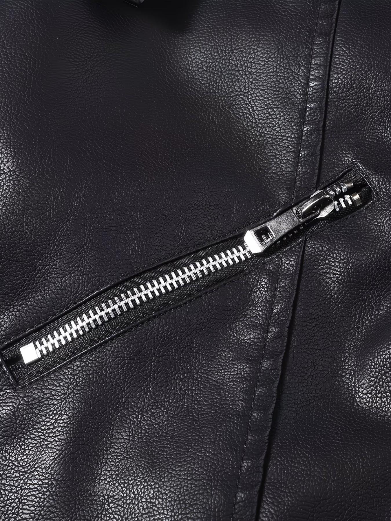 Men's Vintage PU Leather Motorcycle Vest, Lapel Design, Multiple Zip Pockets, Sleeveless Riding Jacket, Casual Outerwear