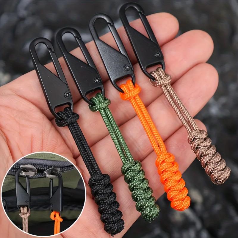 6Pcs Heavy Duty Braided Zipper Pulls Replacement, Metal Slider Zipper Tags for Backpack Jacket Bag Luggage, Outdoor Camping Hiking Zipper Fixer