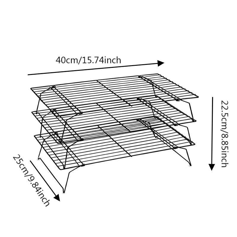 Baking Three-Tier Cake Stand Foldable Bread Cooling Rack Cookie Mesh Non-Stick Cooling Tray for Bakers