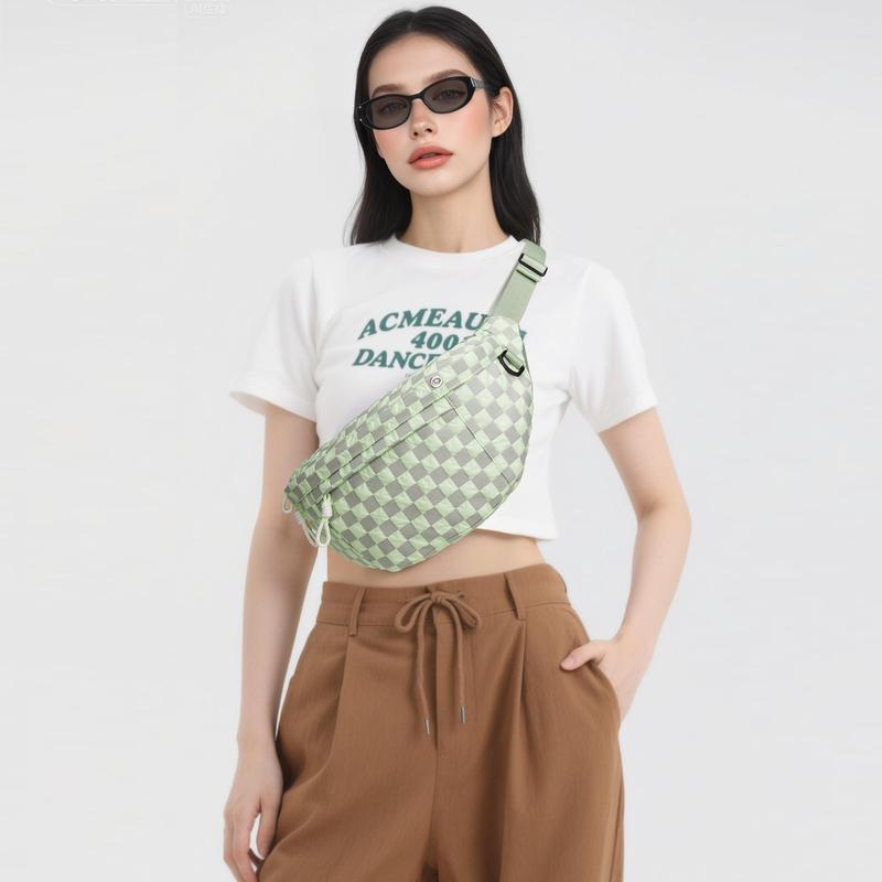 CN6089  Casual Versatile Large CapacityCrossbody Bag, Niche Design CheckerboardWaist Bag Phone Bag, Multi-functionalFashion Essential for Easy Travel andExpanded Storage  TikTokShopHolidayHaul