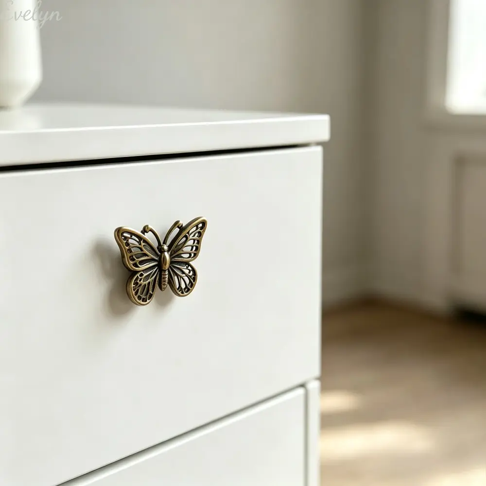 6pcs Vintage Butterfly Handle Accessory Set with Hollow-Out Carving Craft for Craft Making/Vintage Decoration/DIY Creativity/Wardrobe/Drawer/Jewelry Box Upgrade Furniture & Home Decor, Vintage Handles for Furniture campingessential