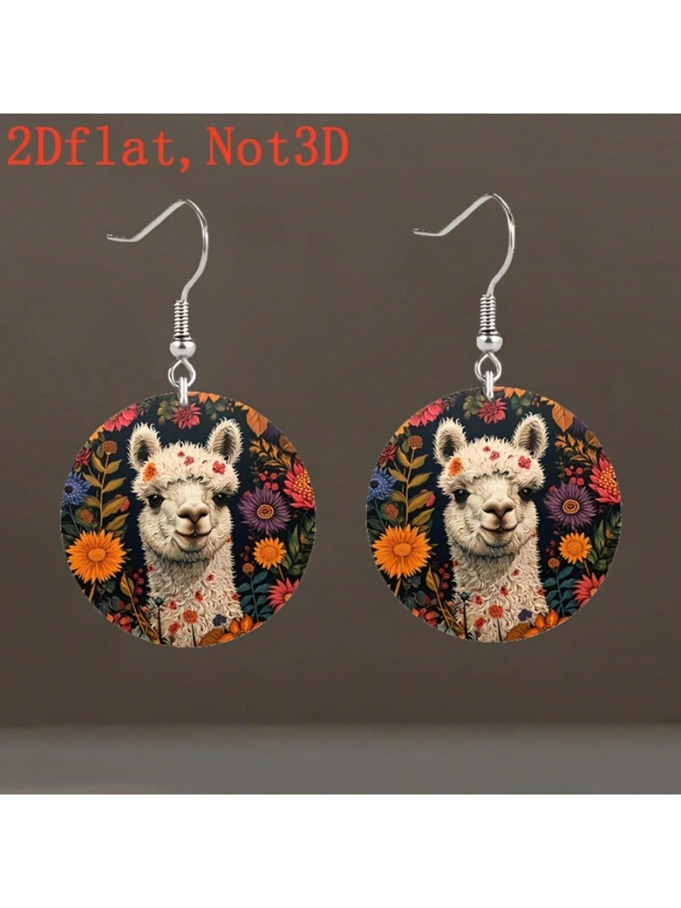 2D Cute Flower Sheep Acrylic Pendant Earrings - Perfect Gift for Daily and Vacation Occasions, Unique Earclip