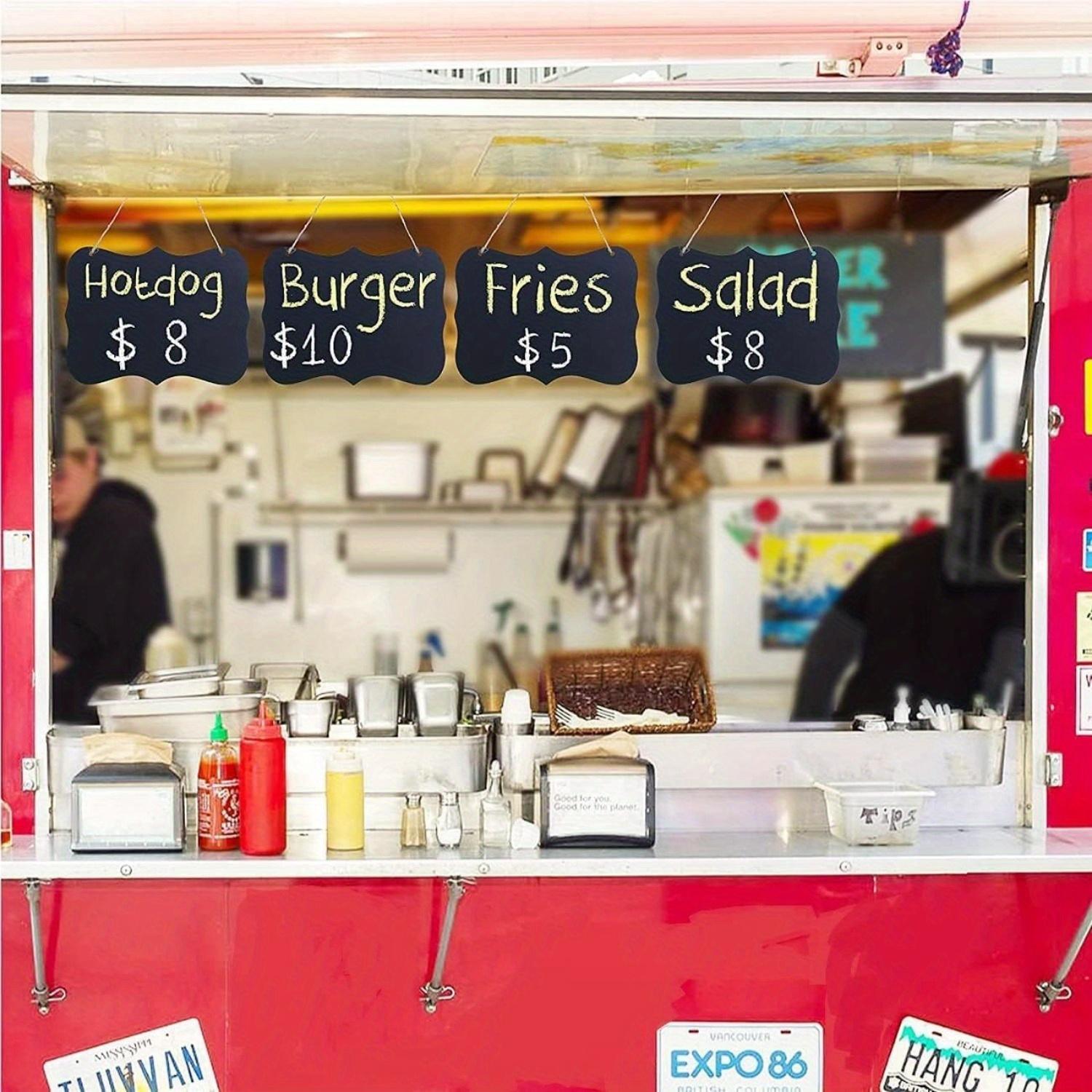 3pcs Double Sided Wooden Double Sided Hanging Chalkboard Signs, Vintage Erasable Message Board Sign with Hanging String for Wedding Kitchen Home Party Decoration Memo Message Sign