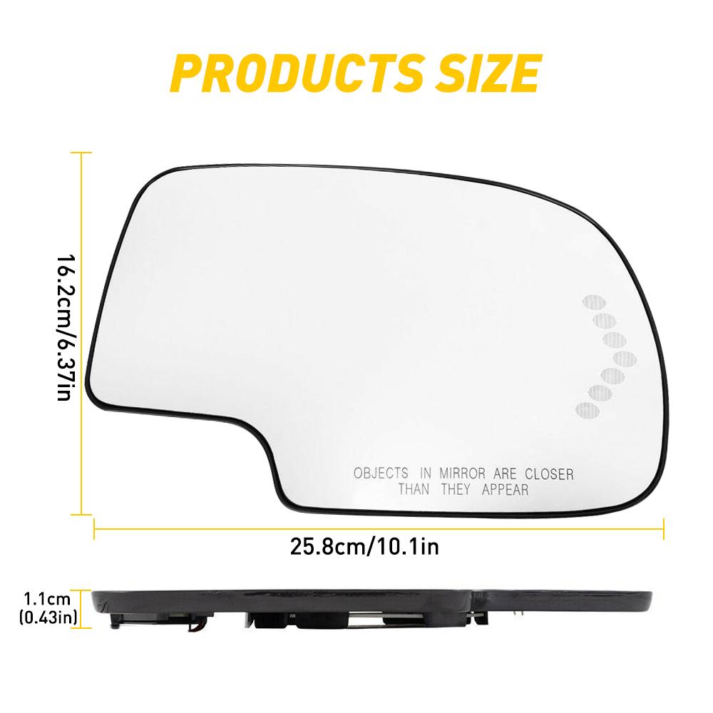 Mirror Glass Heated Turn Signal Driver Side LH for 2003-2007 Chevy GMC Cadillac