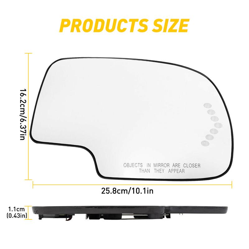 Mirror Glass Heated Turn Signal Driver Side LH for 2003-2007 Chevy GMC Cadillac