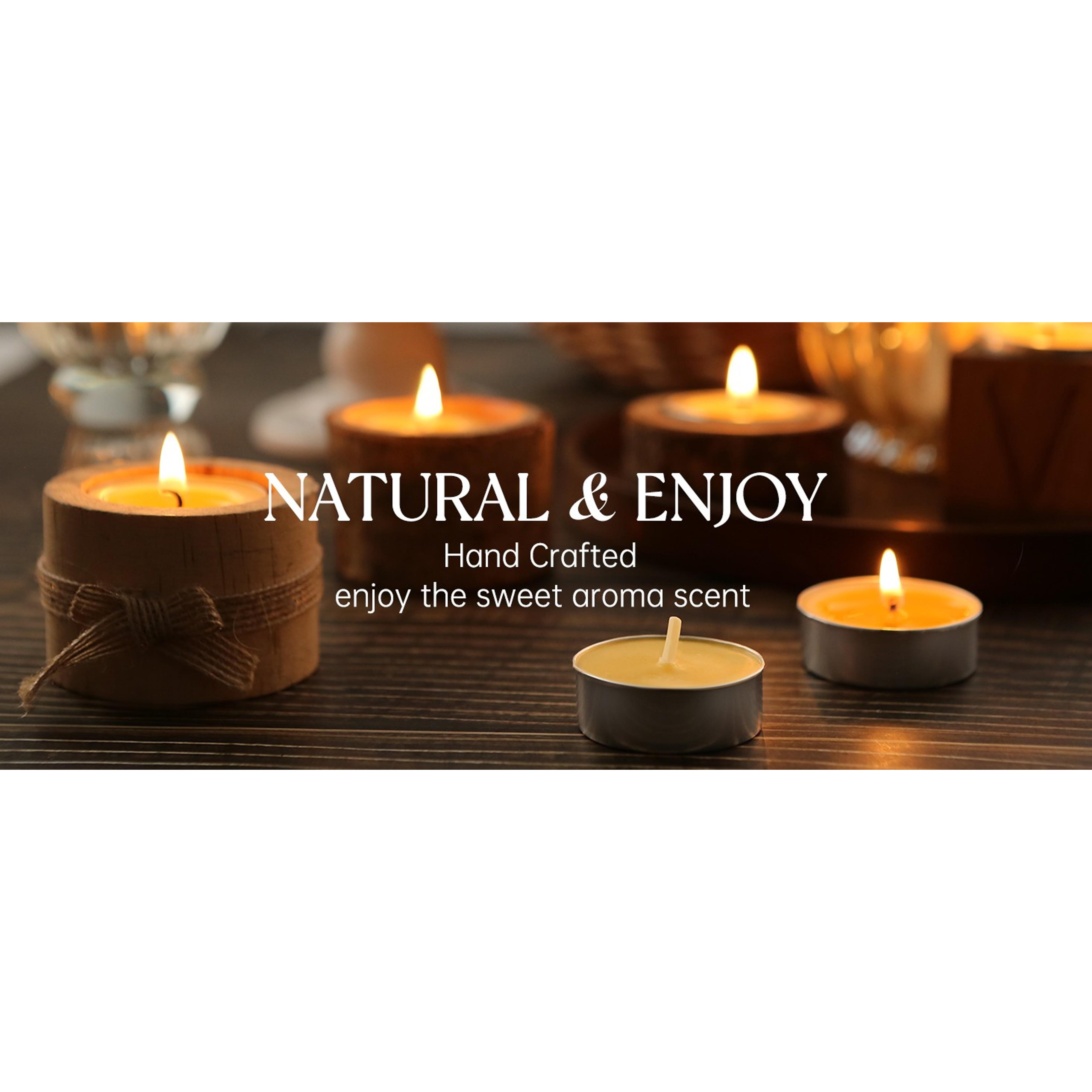 Beewax Tealight Candles 24 Pack, 4 Hour Clean Burn for Home Decor Non Toxic Beeswax Tea Lights in Aluminum Cup, Smokeless and Dripless, Natural Small Candle for Air Purify,Relax,Shabbat