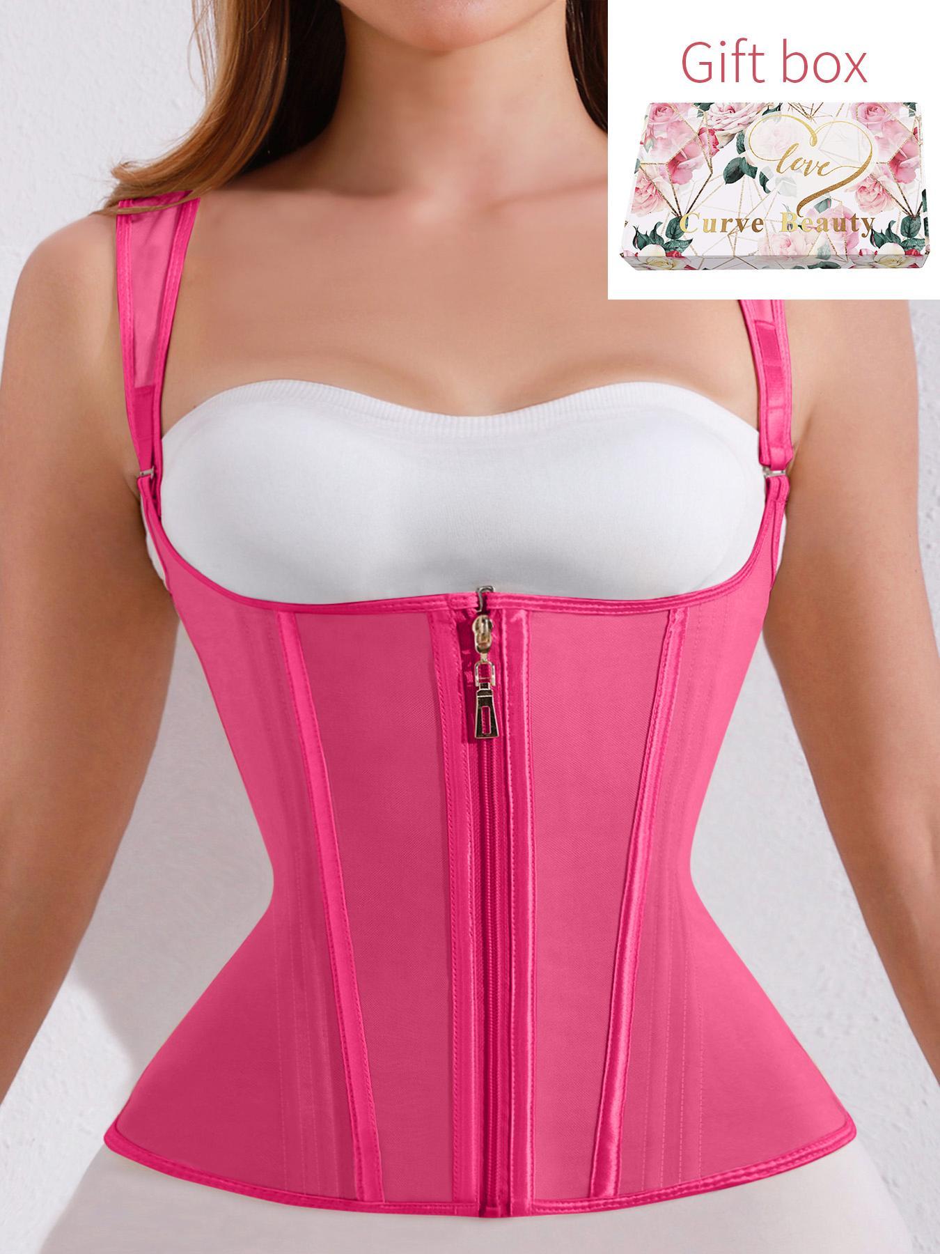 Women's Solid Color Adjustable Hook & Eye Closure Zipper Shapewear Top, Tummy Control Shaper Corset, Ladies Shapewear for All Seasons, Valentine's Day Gift for Her
