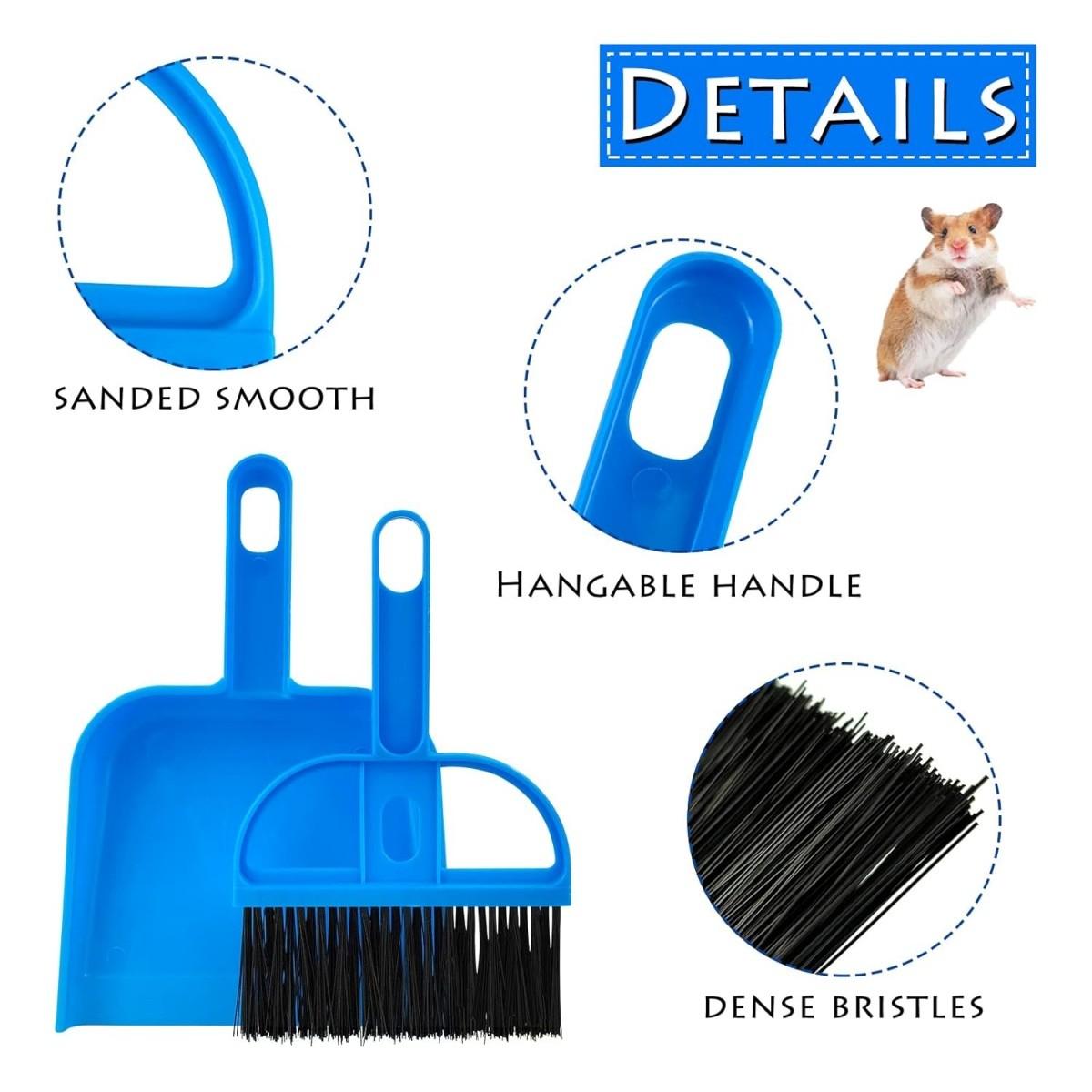 Mini Trash Can and Brush Set, Portable Pet Waste Cleaning Kit, Hamster Sand Scoop Cage Cleaner for Small Pets Like Guinea Pigs and Hedgehogs