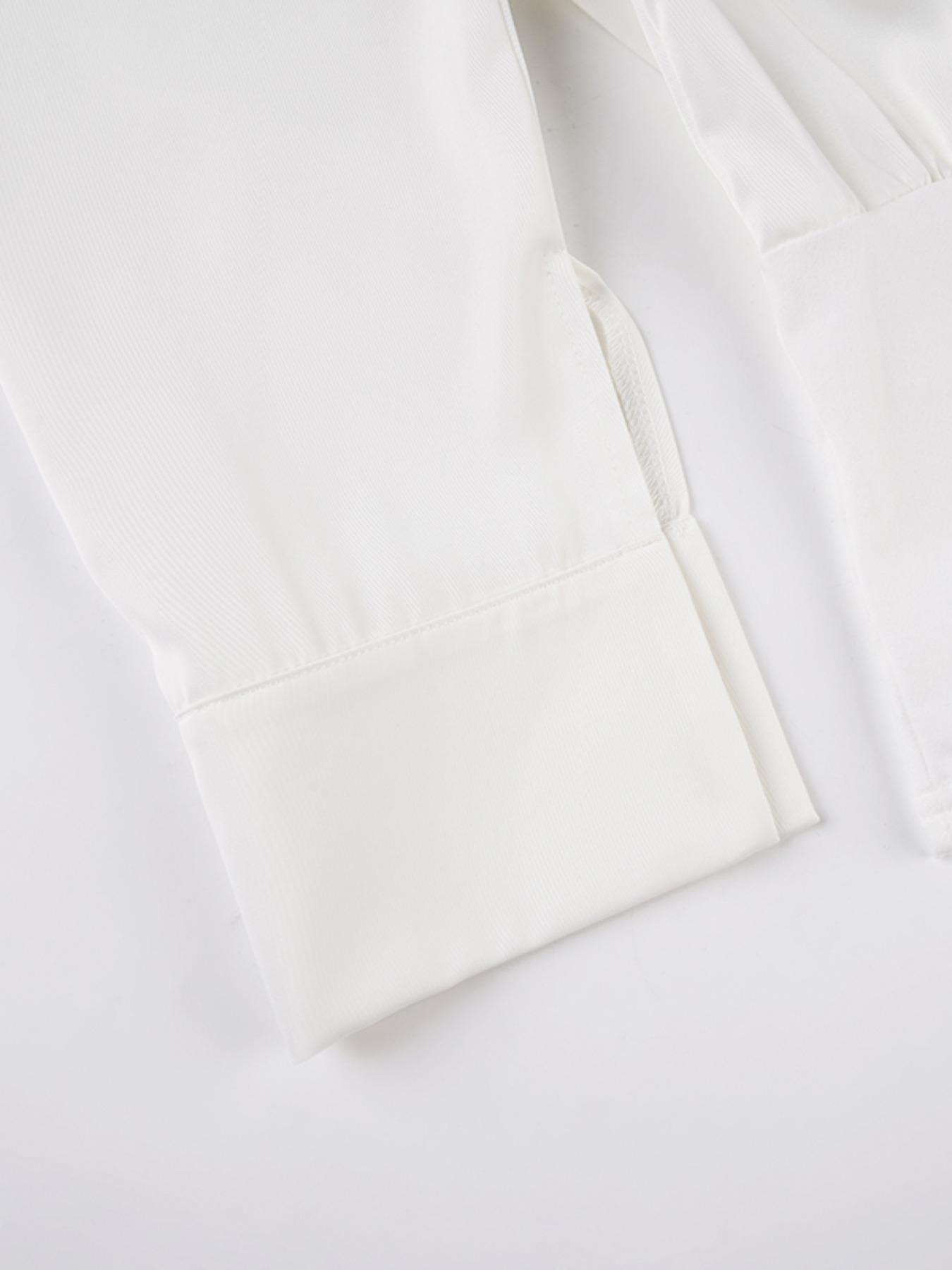 Elegant Women's Long Sleeve Shirt, Autumn Fashion Button Design Waist Tie Fitted Top, Commuter Simple Style, Perfect for Office Wear