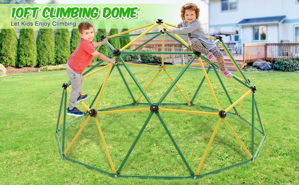 Bearbro 10ft climbing frame Swing Set with Saucer Swing and hammock(blue and green / bule and yellow not included Swing and hammock), Jungle Gym for Kids Outdoor Backyard, Supports 800lbs, Easy Asssembly, Rust-Resistant，TikTokShopBlackFriday