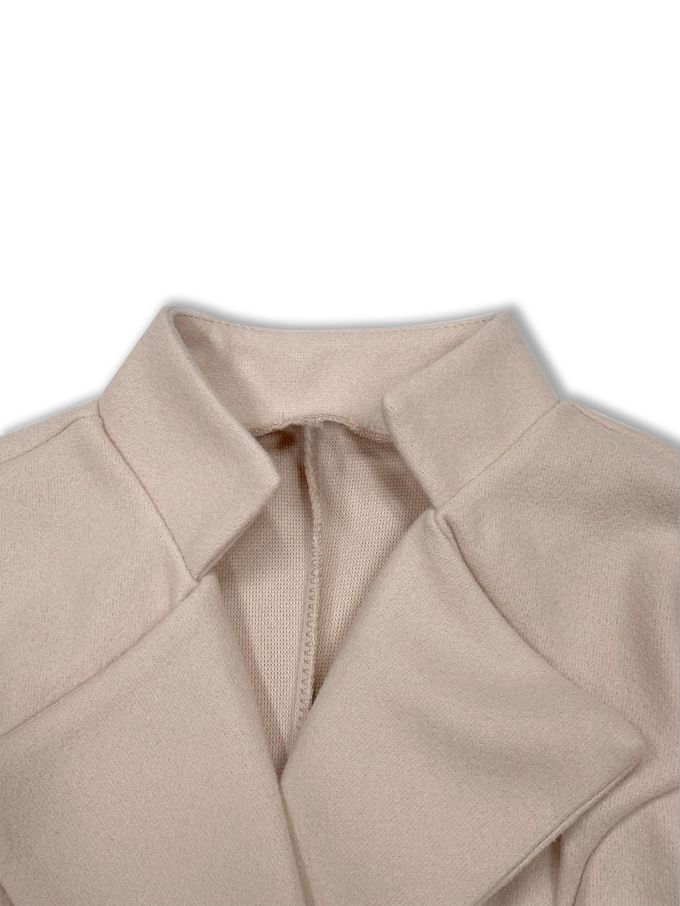 Elegant Fashion Women's Mid-Length Solid Color Slim Fit Coat, Stylish Collar Design with Button Closure Jackets for Autumn & Winter, Solid Buttons Jacket