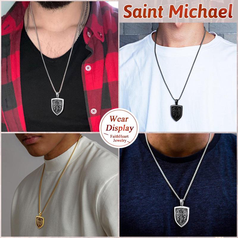 FaithHeart Shield Archangel St. Michael Protection Necklace Stainless Steel Perfect Gift FaithHeart Shield Archangel St. Michael Protection Necklace Stainless Steel Perfect Gift
