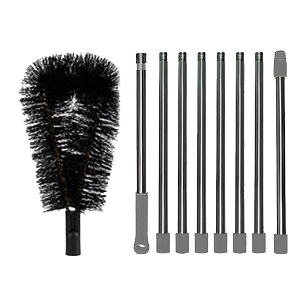 Long 3.7m/12ft Rain Gutter Cleaning Tool Set, Easily Remove Roof Leaves & Debris, Includes 8 Stainless Steel Pipes & Brush Head