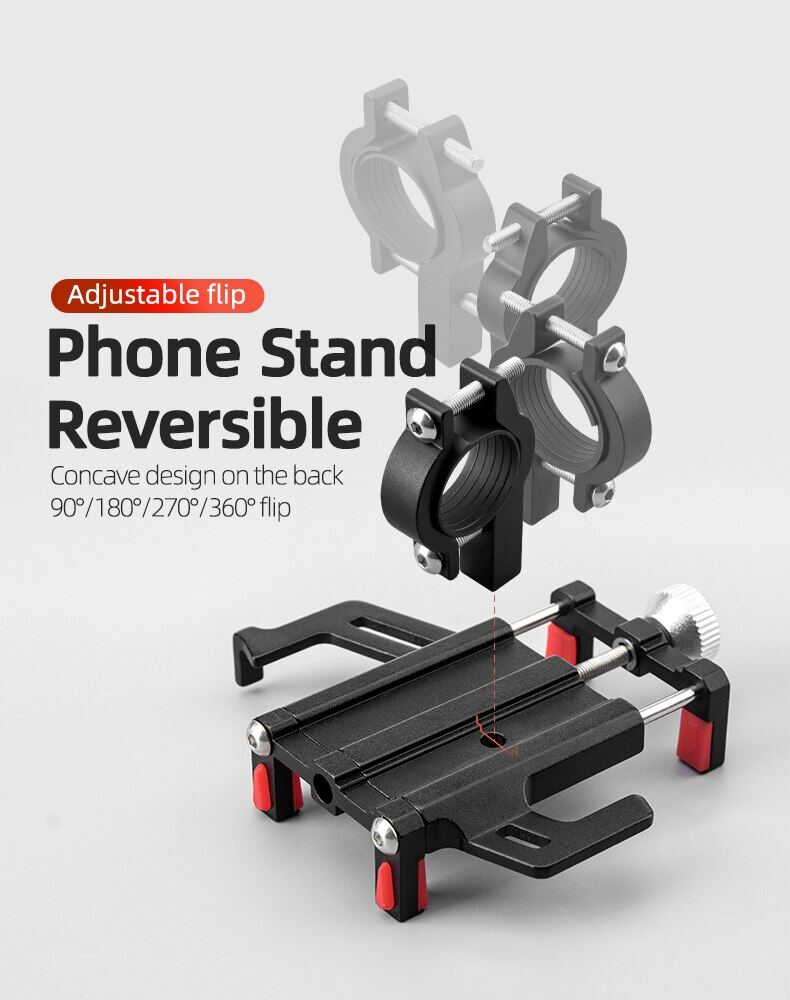 ROCKBROS Bike Phone Mount Holder Motorcycle & Bicycle Handlebar Cell Phone Holder 360° Rotatable Aluminum Phone Clip for iPhone 11 12 13 Pro Max Mini X XR Xs Plus Samsung S21 S20 S10
