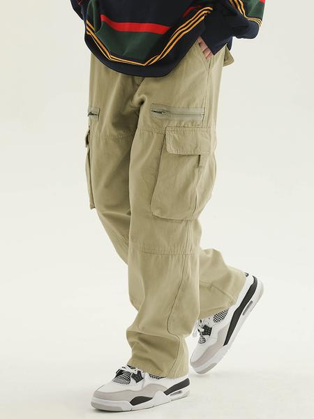 Trendy Multi-Pocket Zipper Work Pants, American Vintage Straight Leg Cargo Pants, Street Style High-Street Casual Trousers