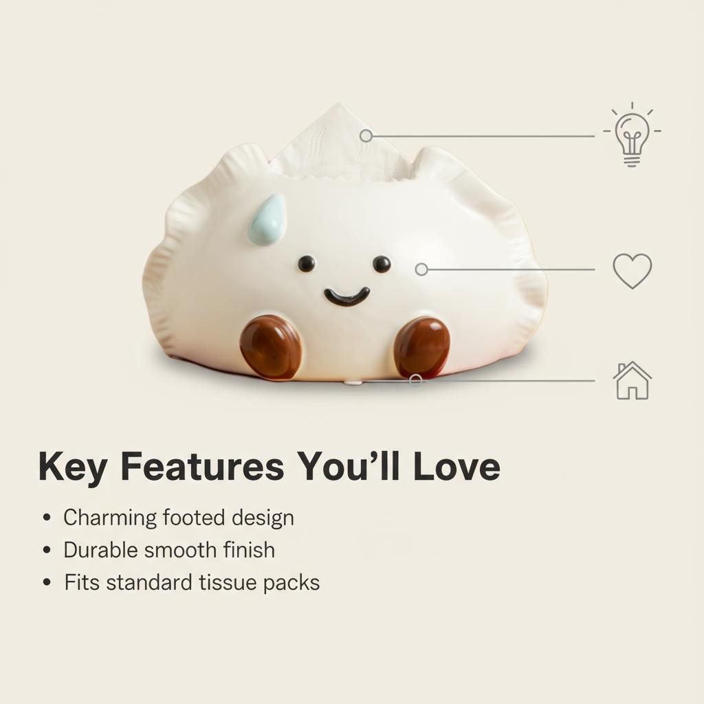 Cloud-Shaped Ceramic Napkin Holder, Creative Cute Dumpling Face Paper Towel Box, High-End Living Room Bedroom Bathroom Desktop Decor, Bathroom Decor Supplies