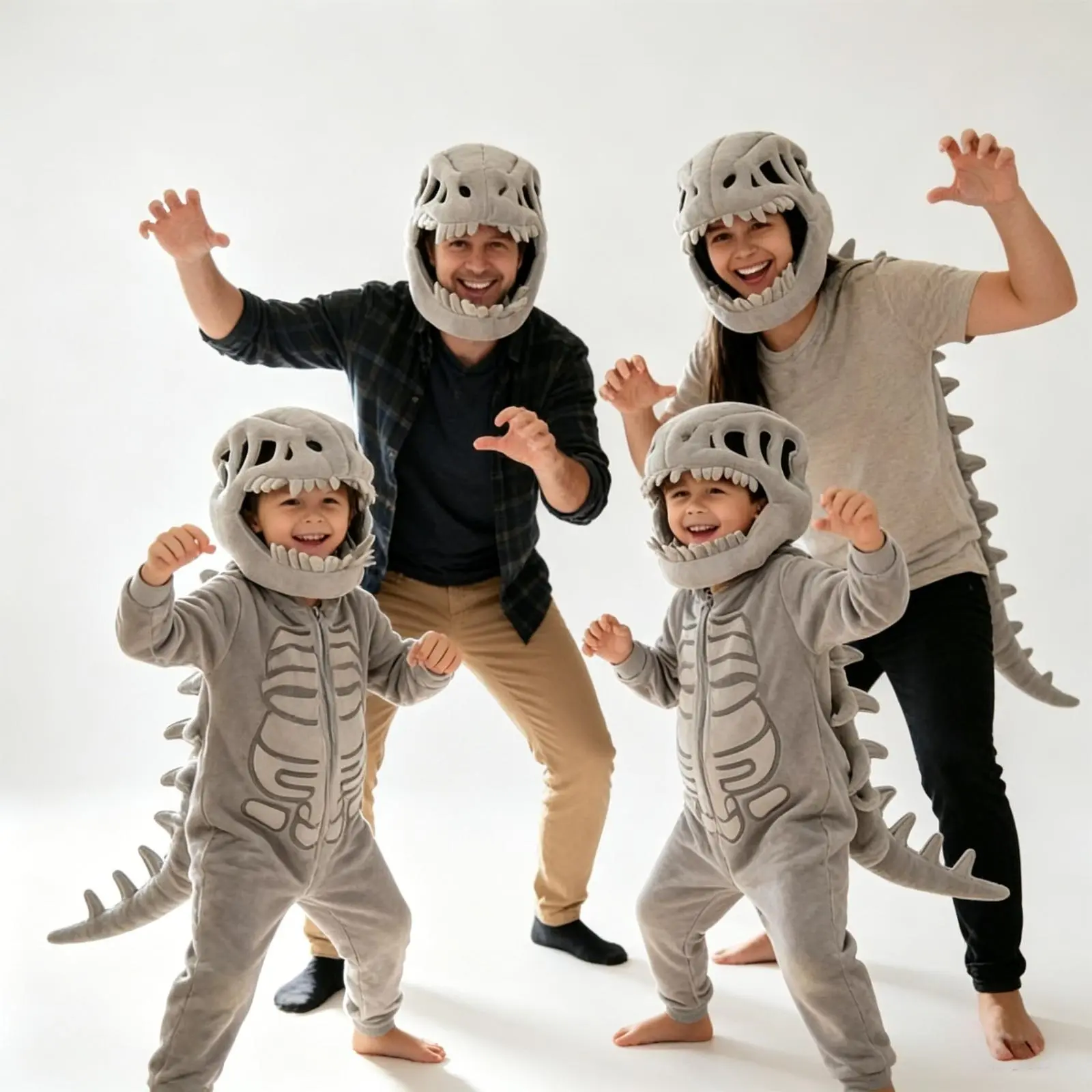 3D Dinosaur Skeleton Plush Costume | Realistic T-Rex Bone Wearable Plushie for Kids Teens Adults | Halloween Christmas Cosplay Props & Creative Birthday Gift