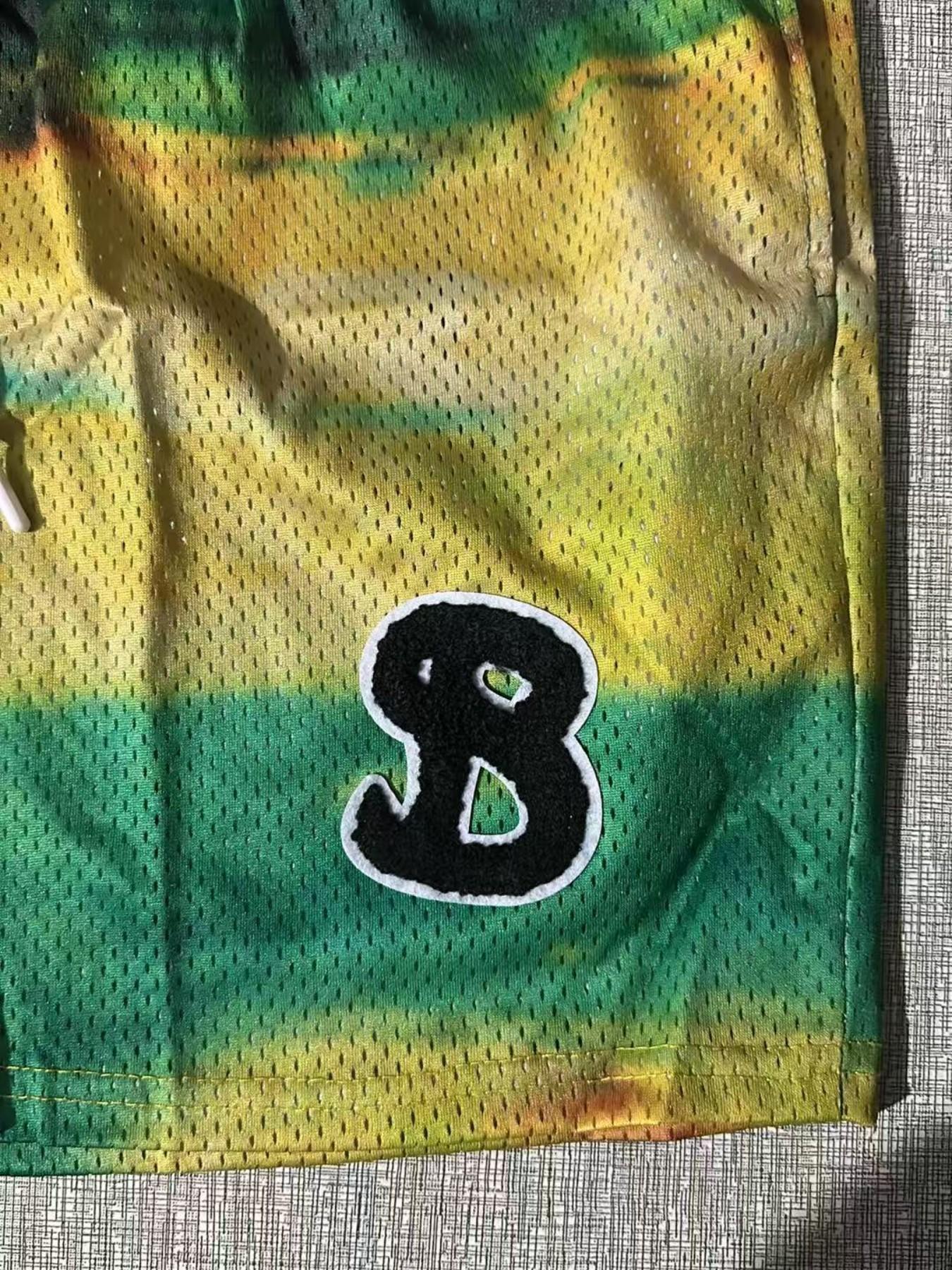 American Style Bktsqd Oil Painting Mesh Breathable Quick-Dry Four-Quarter High-Quality Gym Shorts for Men, Summer Fashion