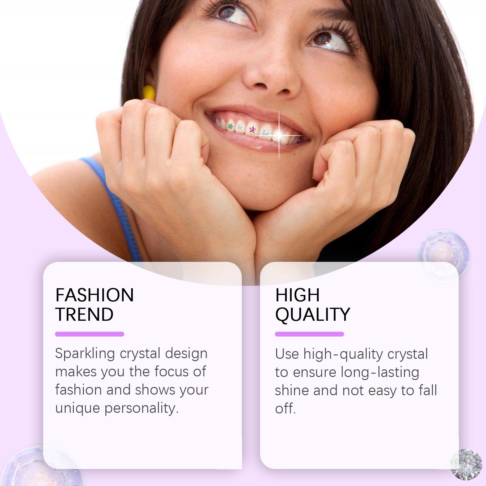 Crystal tooth gems, sparkling tooth gems, decorative and fashionable teeth stickers to enhance the brightness of your smile, portable crystal tooth gems