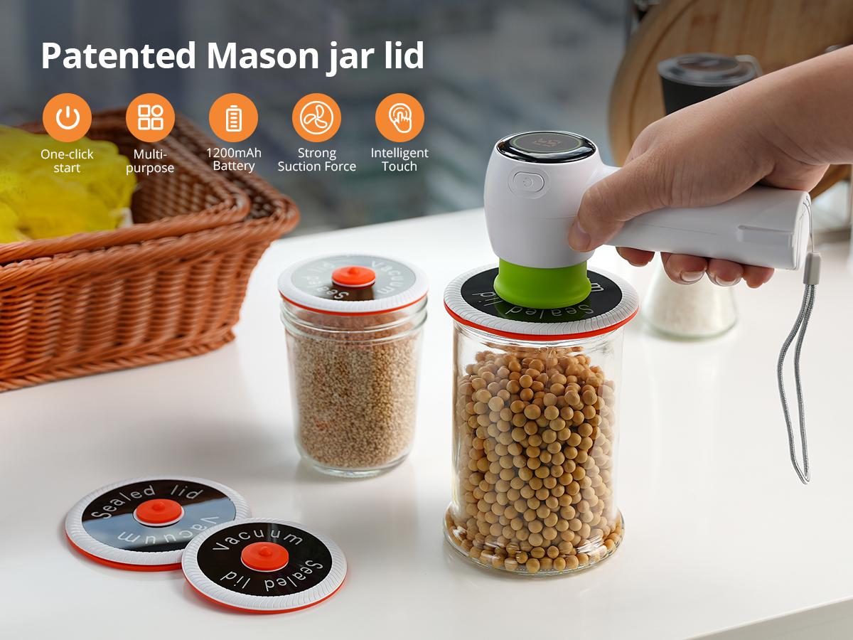 INKBIRD 4 in 1 Handheld Vacuum Sealer White & Green 60Kpa Strong Suction USB Rechargeable Portable Food Preservation Solution with Mason Jar Lids & Food Bags TikTokShopHolidayHaul
