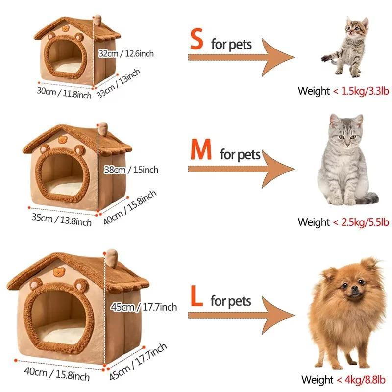 Foldable Pet House Detachable Washable Cat Bed Dog Cave Sofa, Fabric Pet Bed for Super Small Dogs and Medium Cats, Model Xinghao Cww-05