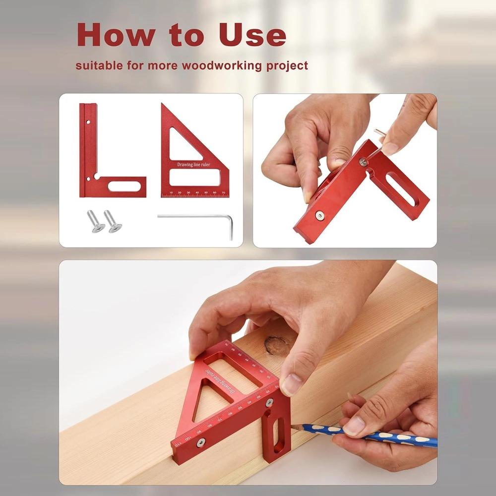 Professional Engineering Ruler with Protractor, Heavy Duty, High Precision Metal Measuring Tools Hardware for Woodworking and Construction, Portable Angle Finder, Miter Gauge, Layout Square, DIY Carpenter Tools, Multi-Function Measurement Solution