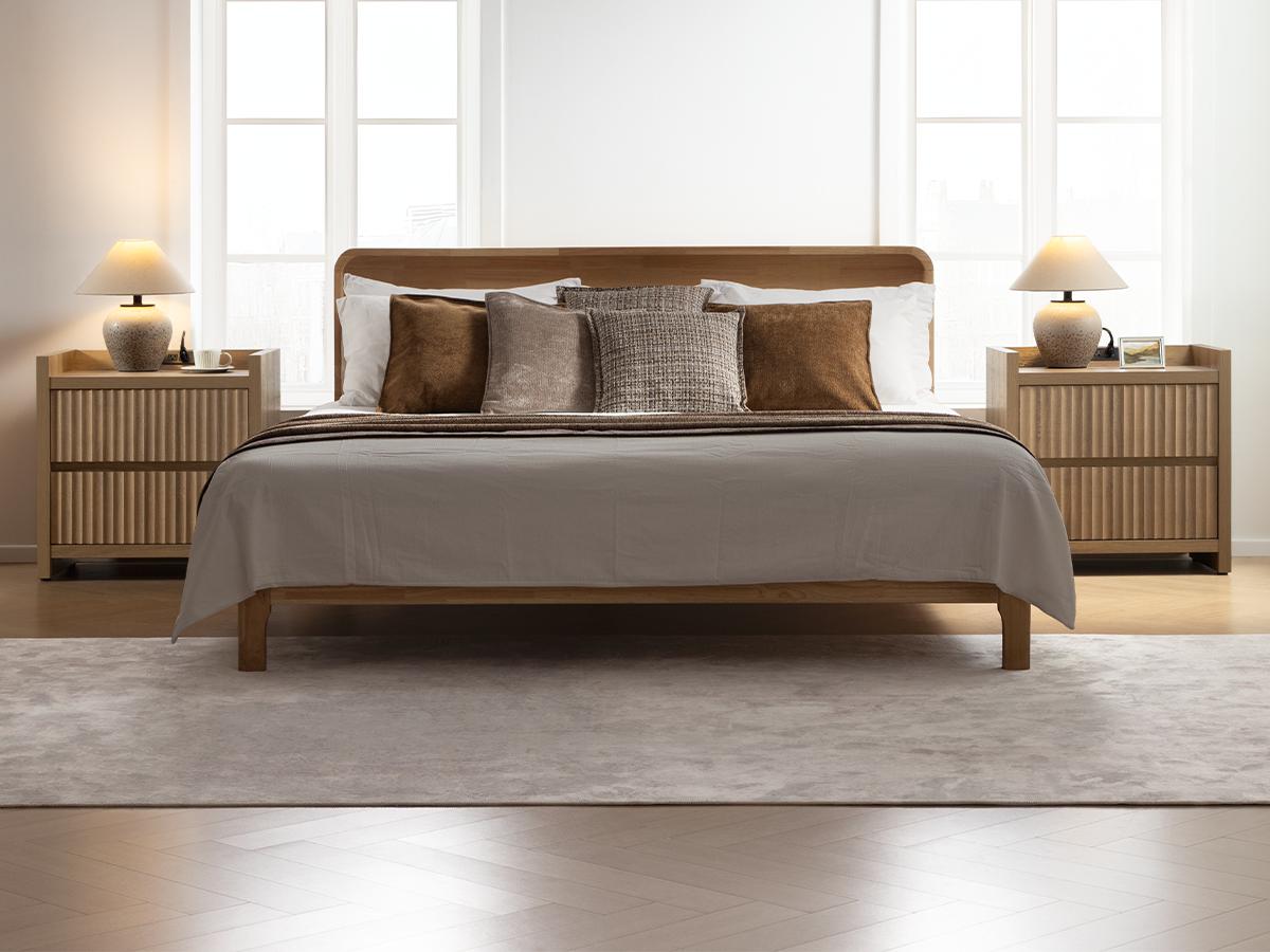 SICOTAS Night Stand Set of 2 Fluted Nightstands with Charger Station, Large Modern Nightstand Bedside Table End Table with 2 Drawers, 25" Wide Farmhouse Night Stands for Bedroom, Sofa Side