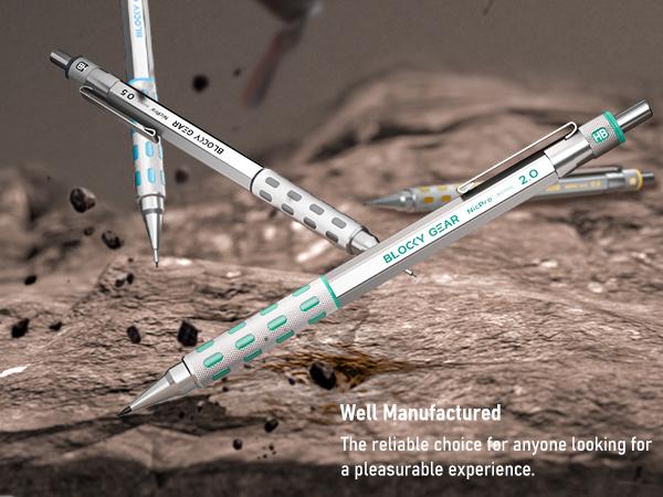 Nicpro Blocky Gear Metal Mechanical Pencil Set with Leather Bag, 40Pack Art Drafting Pencil 0.5, 0.7, 0.9 & 2mm Lead Pencil with 352Pack (6B 4B 2B HB 2H 4H Color) Lead Refills for Drawing Drafting