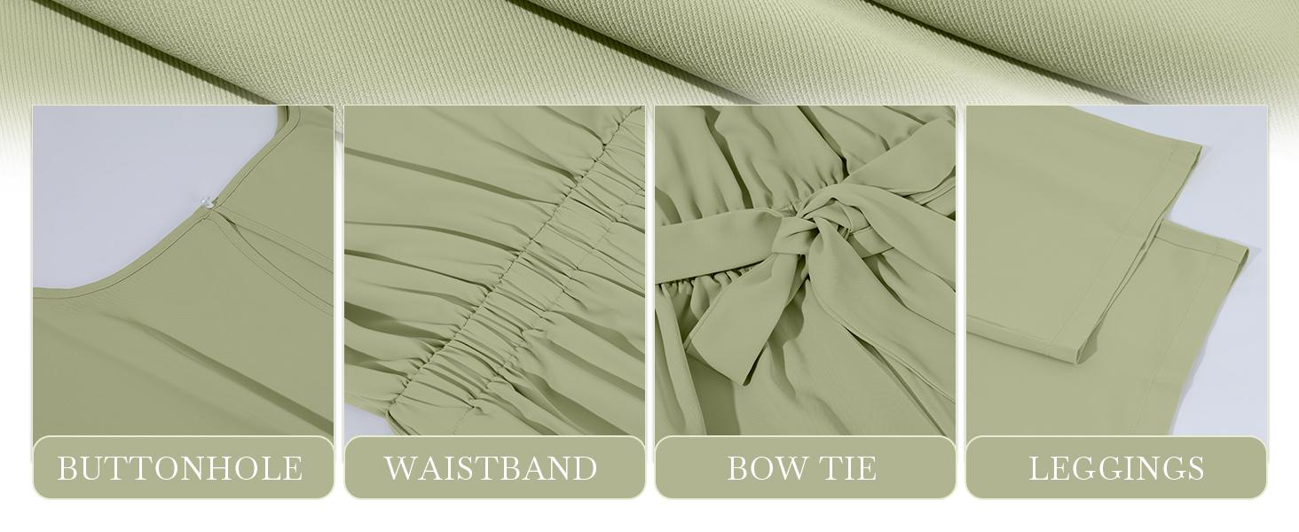 CHARTOU women's summer and autumn short sleeved jumpsuit with bow tie at the waist and wide leg seven quarter jumpsuit