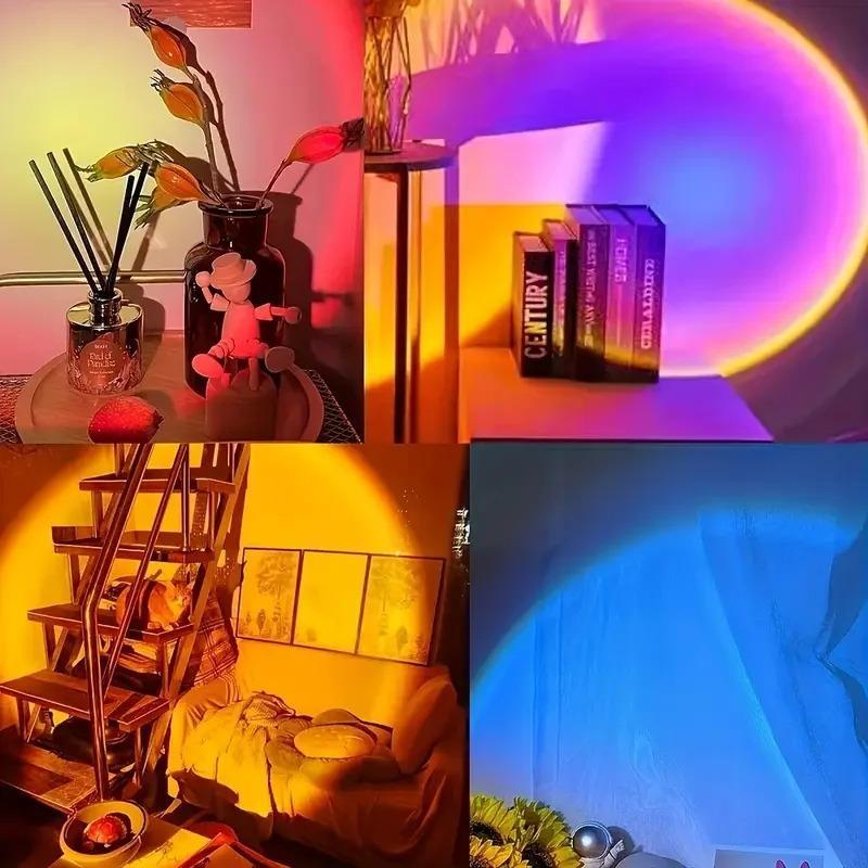 16 Color Sunset Atmosphere Lamp, Remote Control Adjustable, Photo Fill Light, Style Room Decor, Trendy Rotating Projection