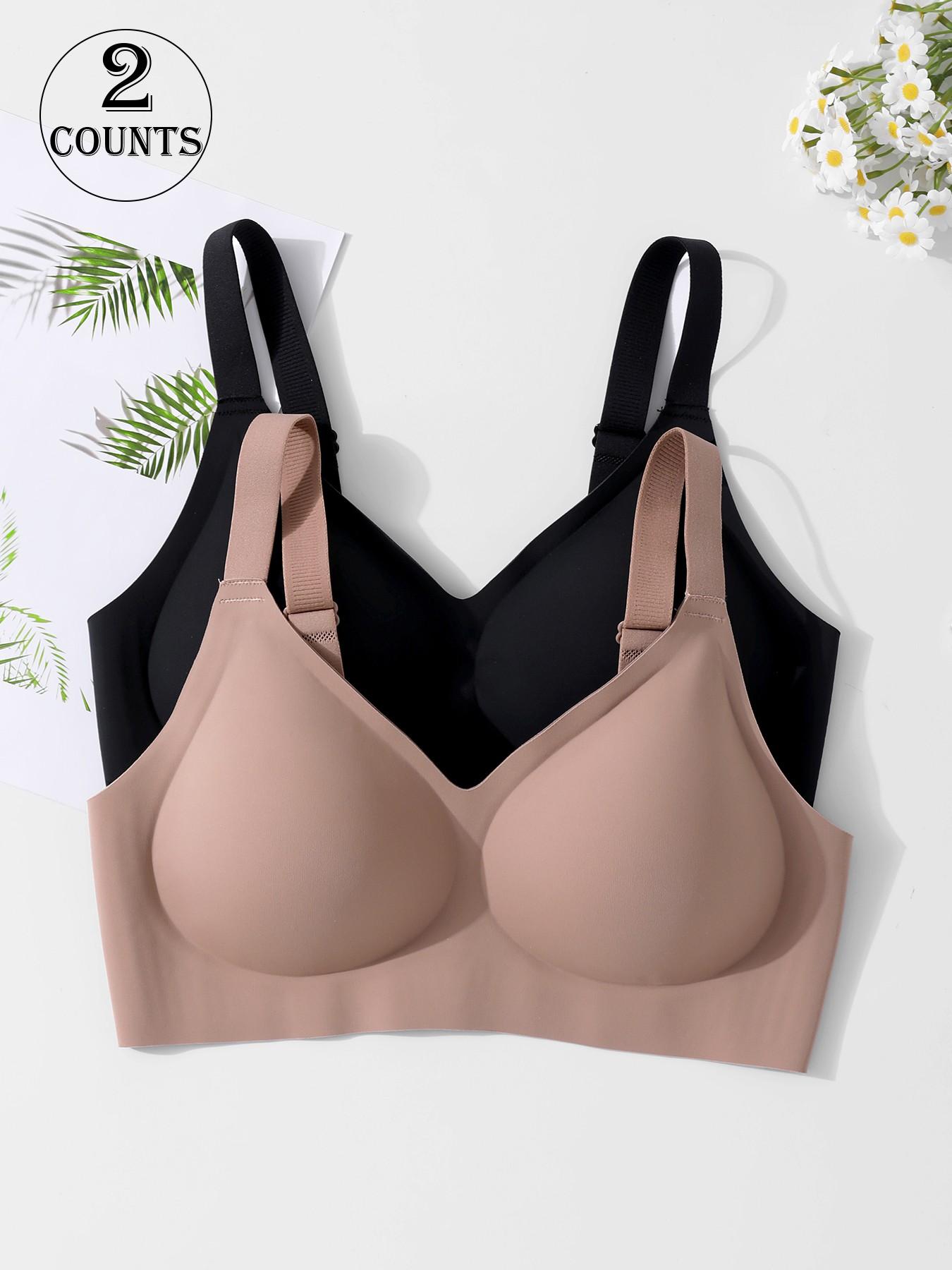 2 pack / 6 colors, high-quality women's seamless jelly bra, four rows of three hooks, push-up and lift, adjustable sports vest, suitable for daily wear, parties, yoga, comfortable, breathable and skin-friendly, women's underwire-free bra.
