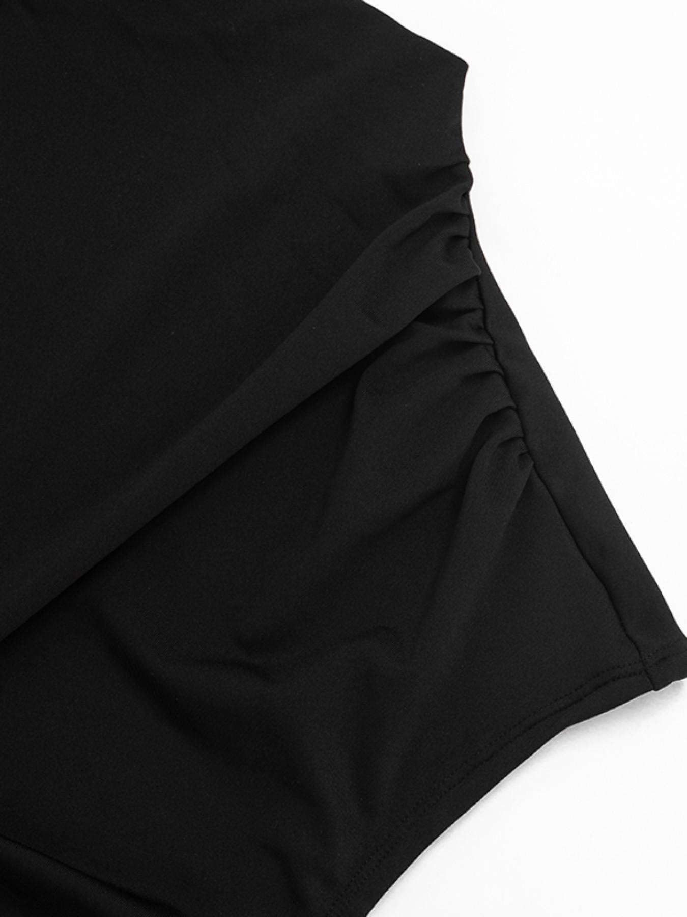 Women's Flutter Sleeve Ruched Waist Short Fitted Commuter T-Shirt, Unique Button Design, Fashionable and Versatile, Casual Style, Button Closure Shirt
