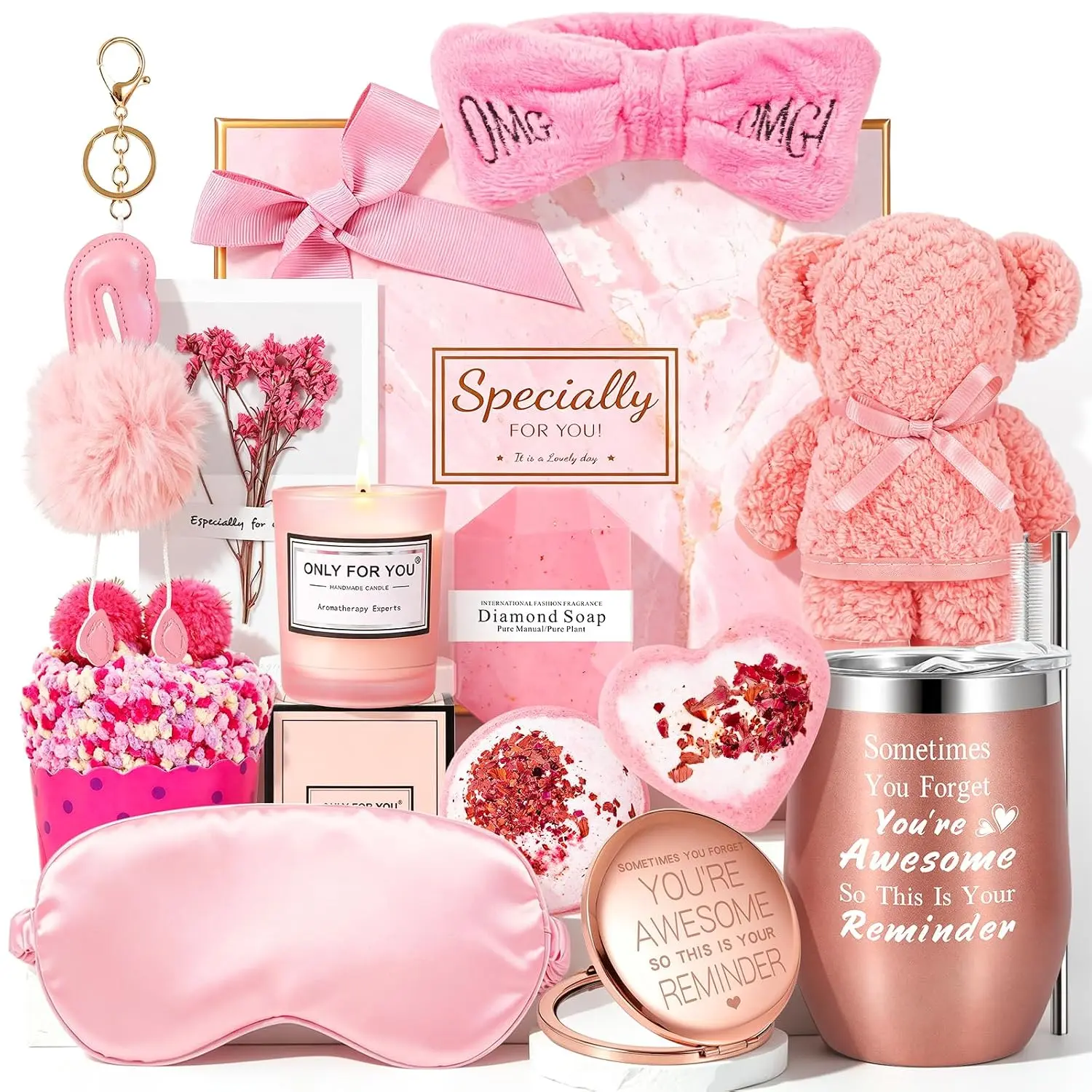 Women's 13 Piece Self Care Gift Basket Set, Relaxing Care Package for Mom, Wife, Sister, and Bestie