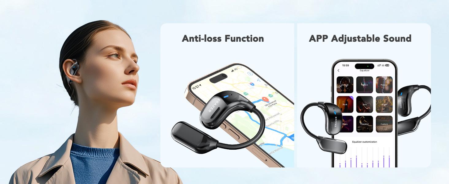 ERAZER XF23 AI translation earphones OWS earbuds, UVC ultraviolet disinfection, touch screen earphones, wireless Bluetooth earphones, HIFI stereo earphones for gaming, travel and sports, built-in microphone