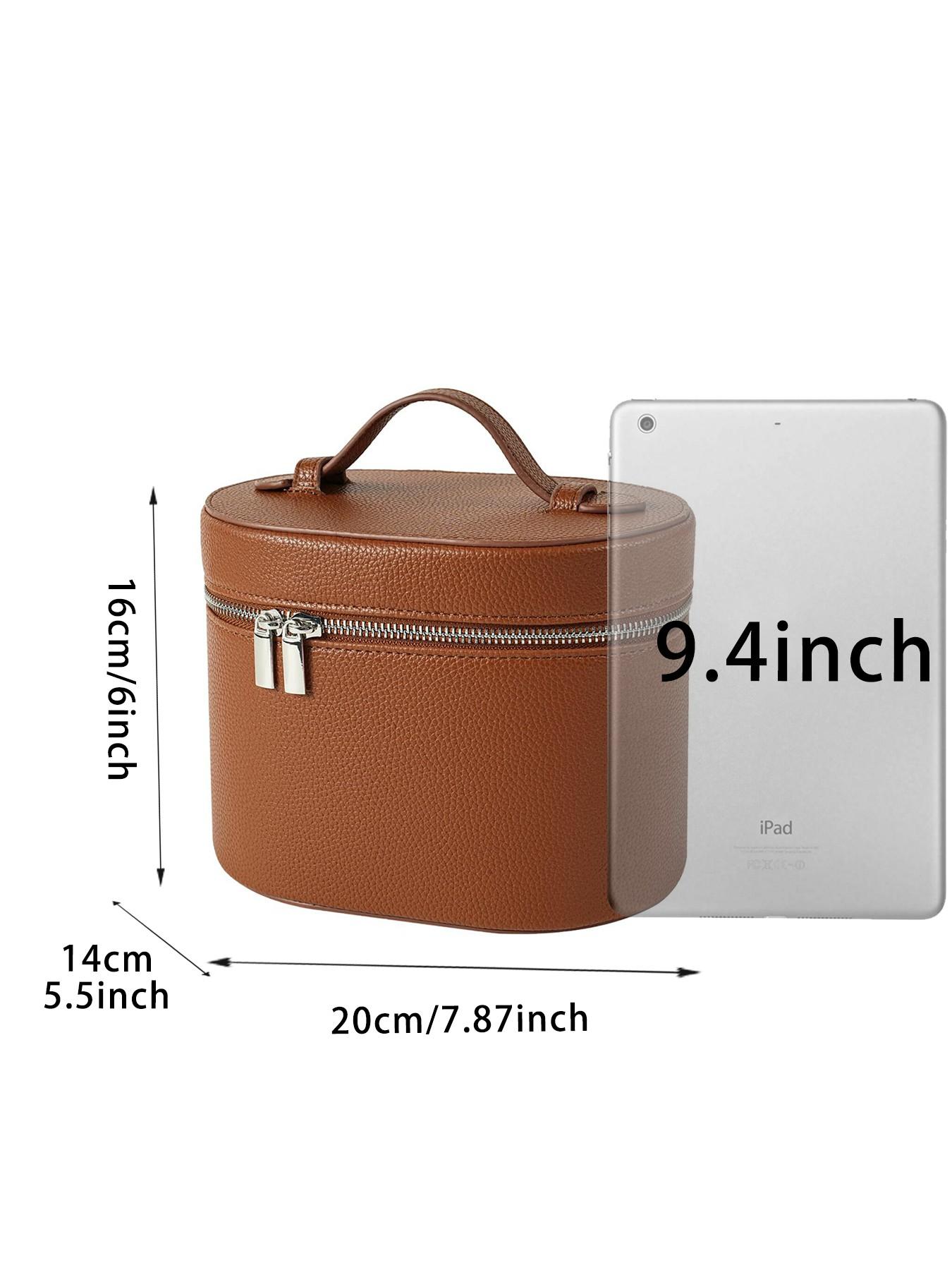 Fashion PU Cosmetic Bag, Large Capacity Travel Makeup Pouch, Detachable Lining, Solid Pattern, All Seasons, Women's Vanity Case