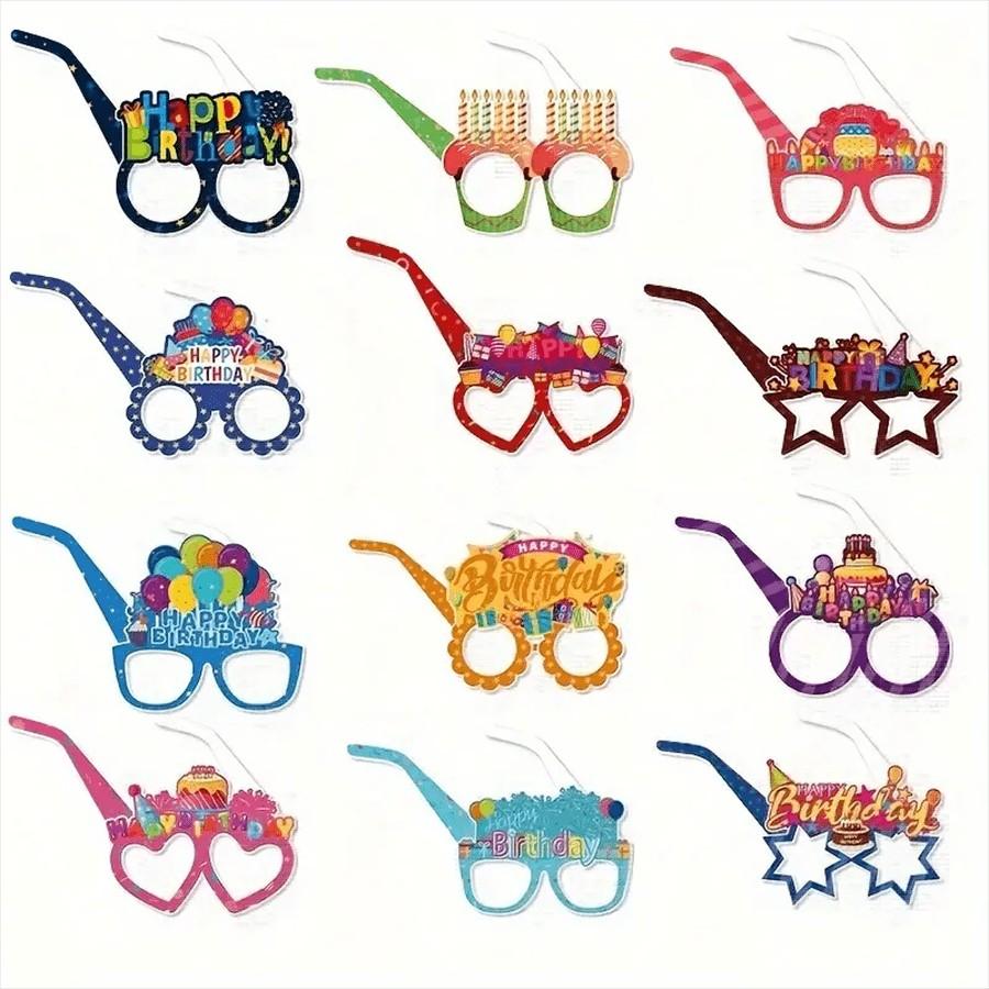 2 Pairs Birthday Party Decorative Glasses, Colorful Happy Birthday Shades, Multiple Styles, Perfect for Party and Photo Props