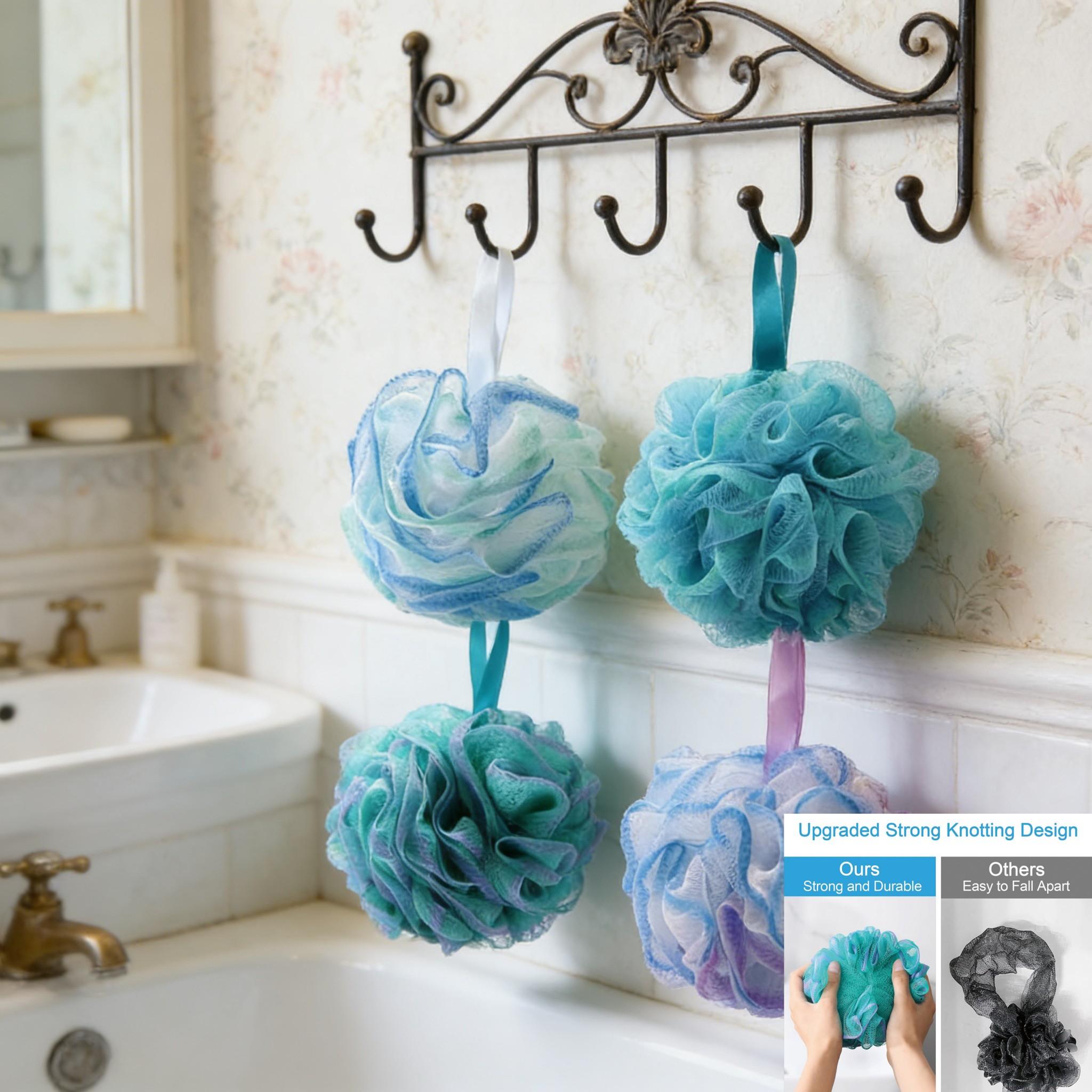 Soft Mesh Foaming Sponge Shower Exfoliating Body Scrubber, Bath Bubble Ball, Body Skin Cleaner, Cleaning Tool, Bathroom Accessories