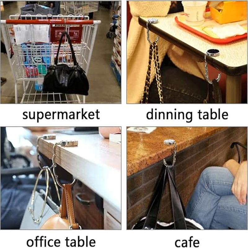 Foldable Handbag Hook Set, 3-Pack Foldable Bag Hanger, Women's Desktop Hooks, Home Storage Bag Hooks, Organizer Accessories, Carry Purse Hook