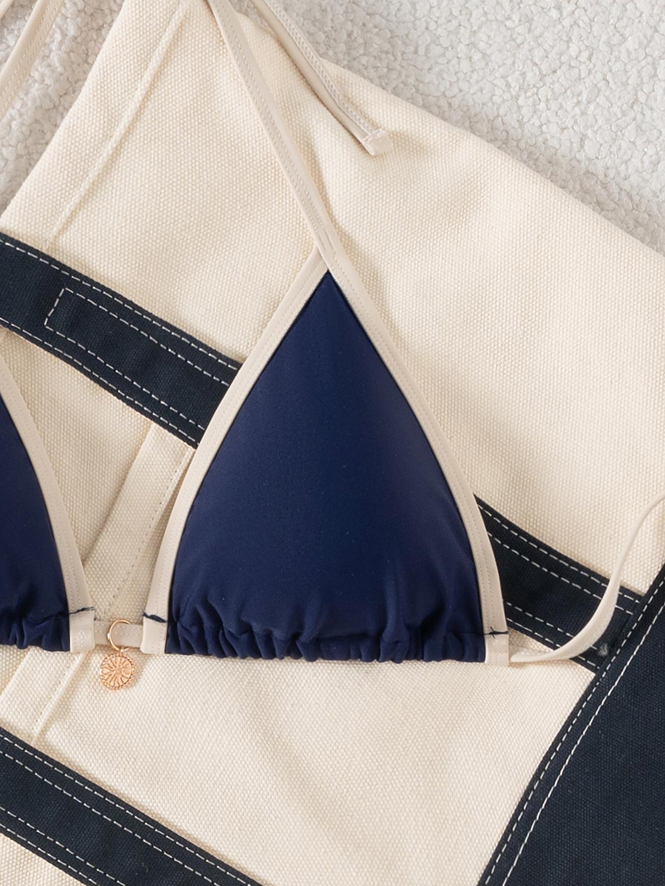 Women's Sexy Colorblock Bikini Set, Cute Fashion Beachwear Swimwear, Two-Piece Swimsuit for Summer Vacation & Pool Party