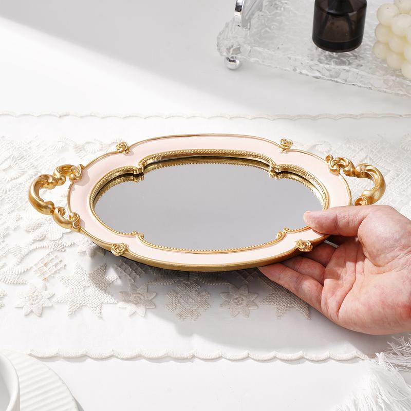 Elegant Cloud-Shaped Mirror Tray, Resin Hand-Painted Home Decor Plate, Glass Inlay Design, Multi-Color Options, Perfect for Photography Props