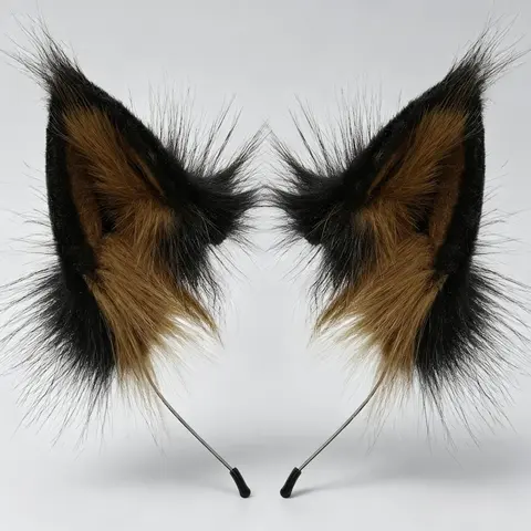 Unisex Soft Polyester Handmade Animal Ears Hair Accessories - Cat or Fox Design, Adjustable Pressure-Free Headband, Halloween Costume Roleplay Accessory, Ideal Gift for Daily Wear