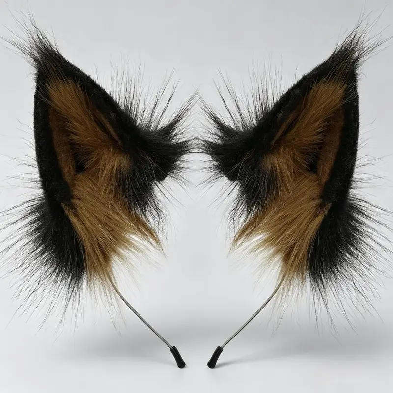 Unisex Soft Polyester Handmade Animal Ears Hair Accessories - Cat or Fox Design, Adjustable Pressure-Free Headband, Halloween Costume Roleplay Accessory, Ideal Gift for Daily Wear